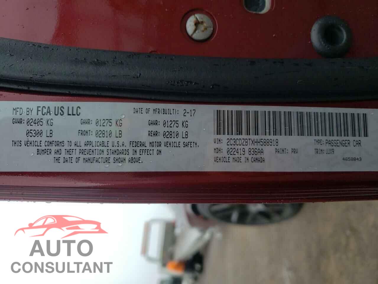 DODGE CHALLENGER 2017 - 2C3CDZBTXHH588918