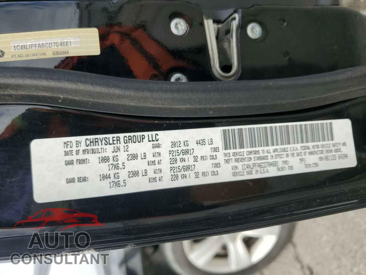 JEEP PATRIOT 2012 - 1C4NJPFA6CD704681