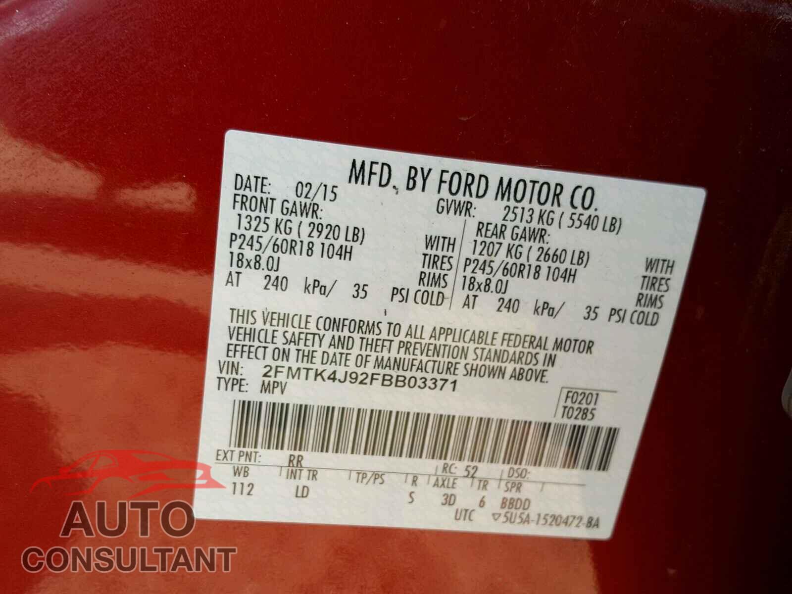 FORD EDGE SEL 2015 - 2FMTK4J92FBB03371