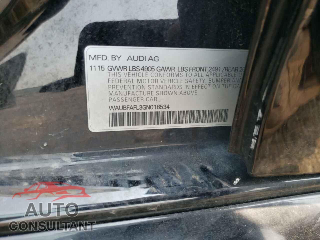 AUDI A4 2016 - WAUBFAFL3GN018534