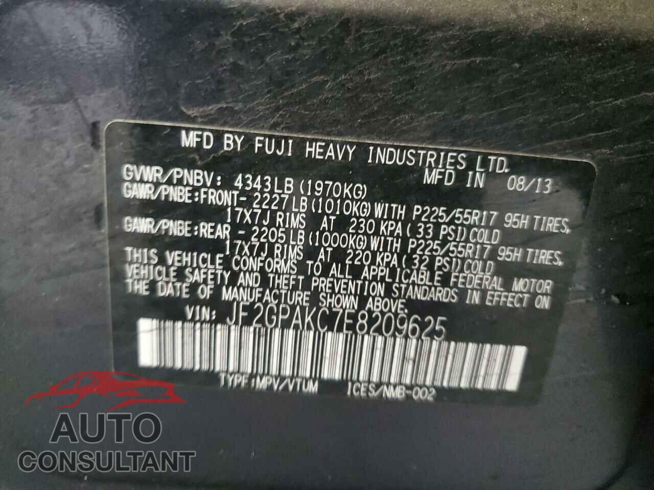 SUBARU XV 2014 - JF2GPAKC7E8209625