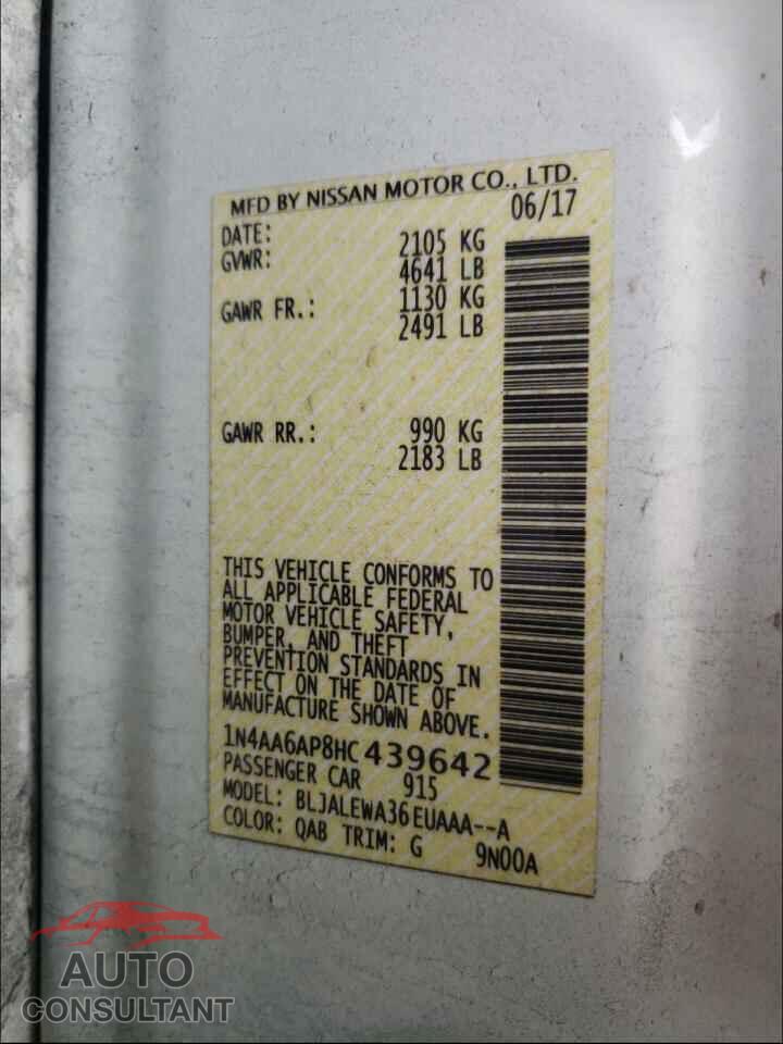 NISSAN MAXIMA 2017 - 1N4AA6AP8HC439642
