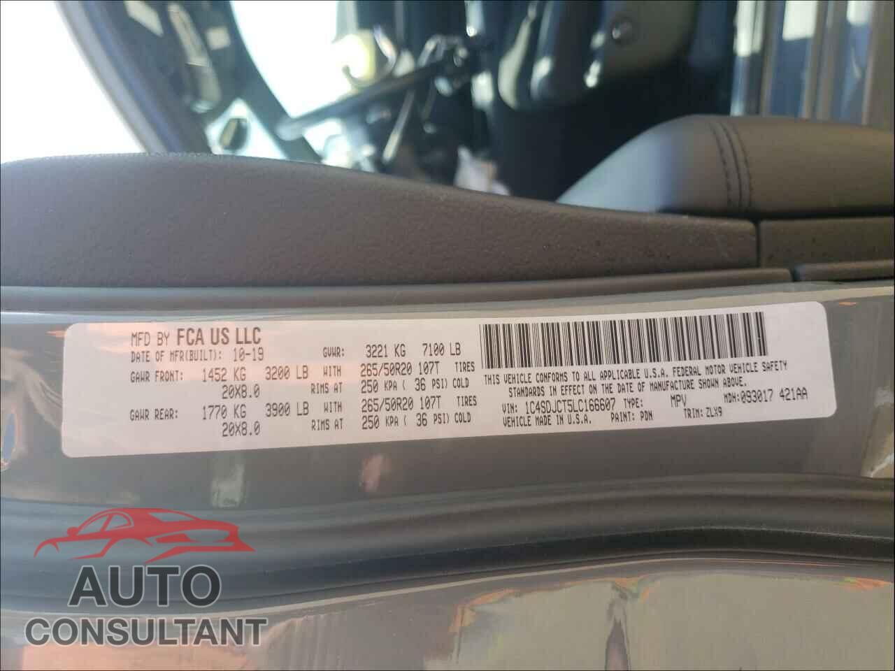 DODGE DURANGO 2020 - 1C4SDJCT5LC166607