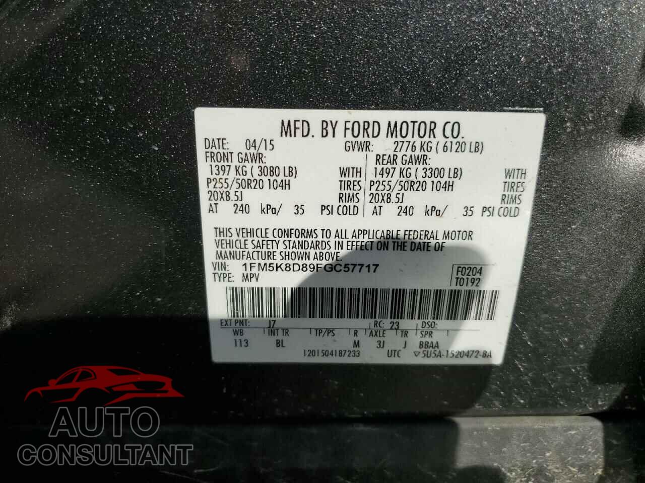 FORD EXPLORER 2015 - 1FM5K8D89FGC57717