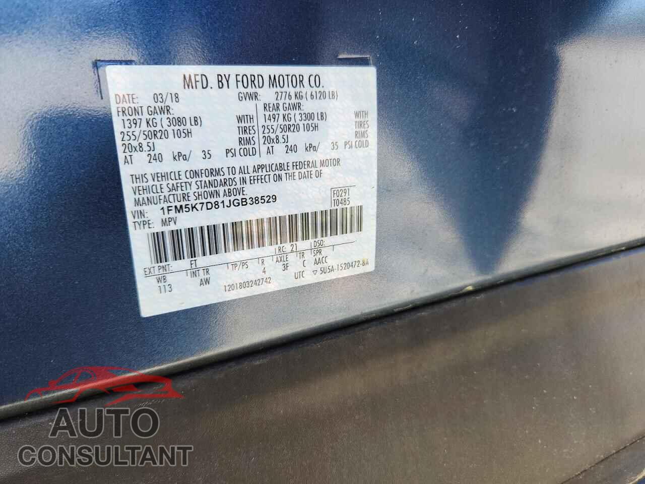 FORD EXPLORER 2018 - 1FM5K7D81JGB38529