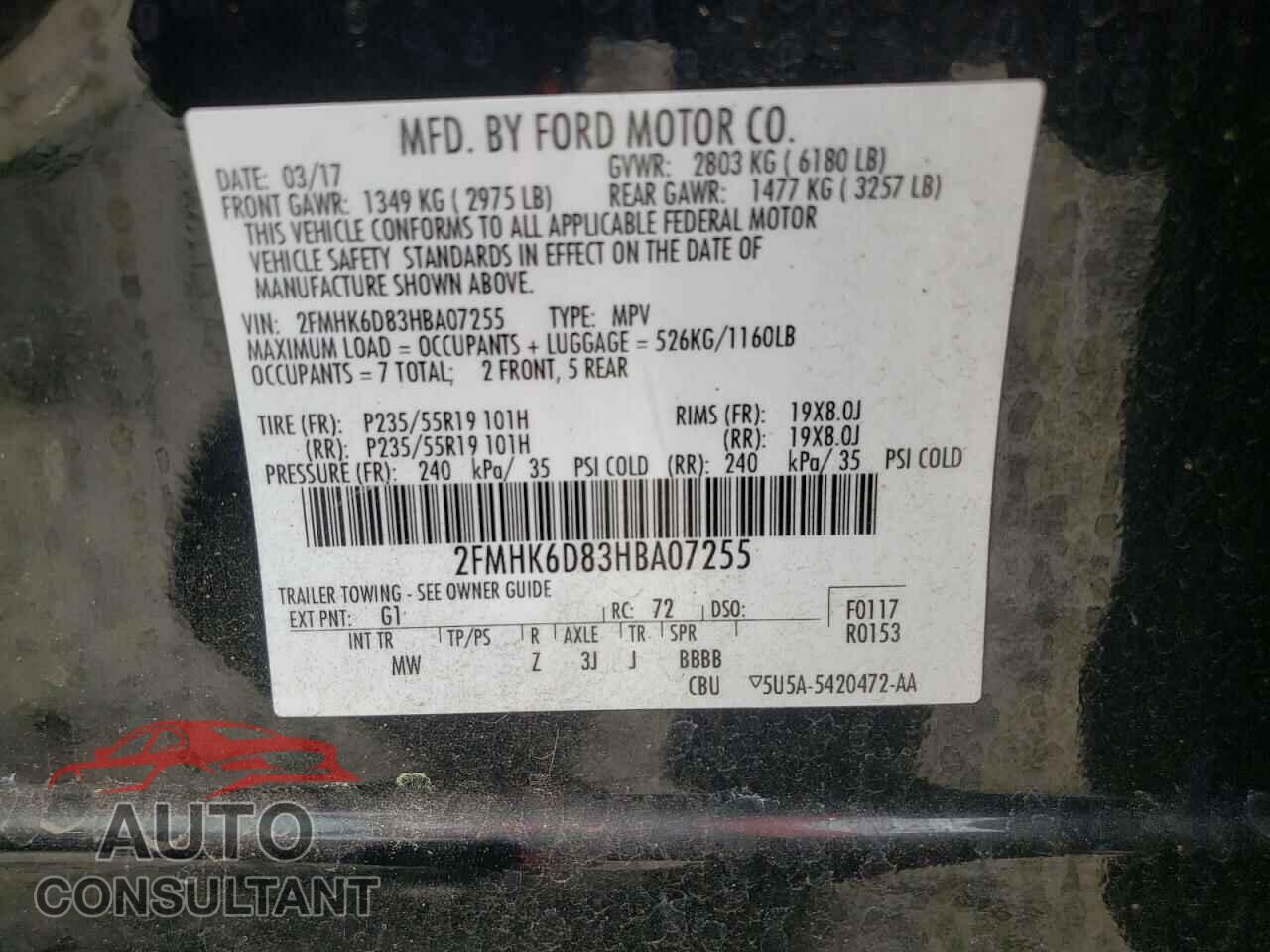 FORD FLEX 2017 - 2FMHK6D83HBA07255
