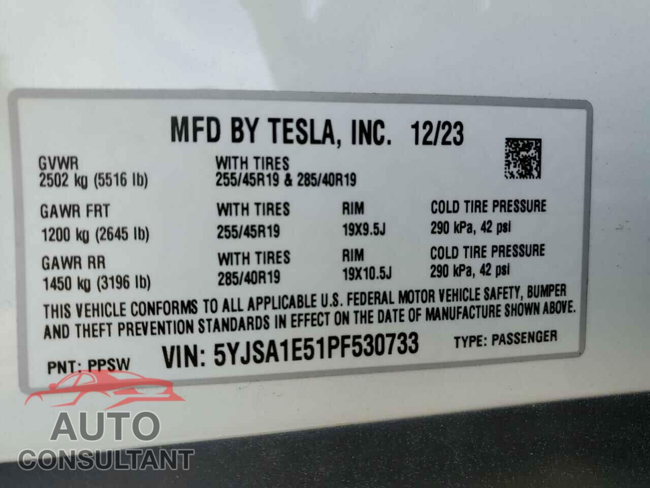 TESLA MODEL S 2023 - 5YJSA1E51PF530733