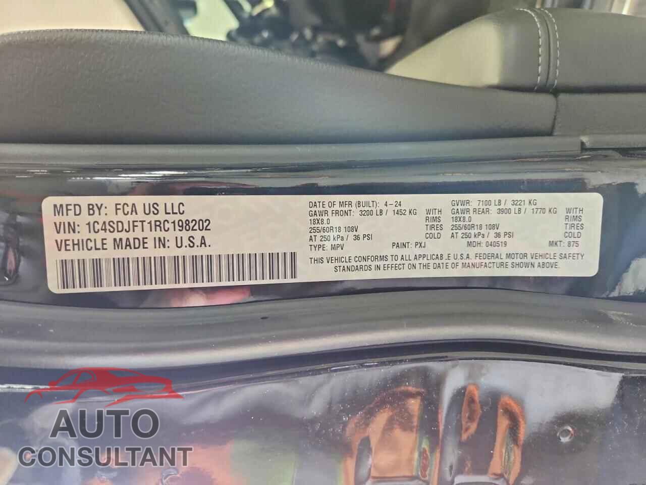 DODGE DURANGO 2024 - 1C4SDJFT1RC198202