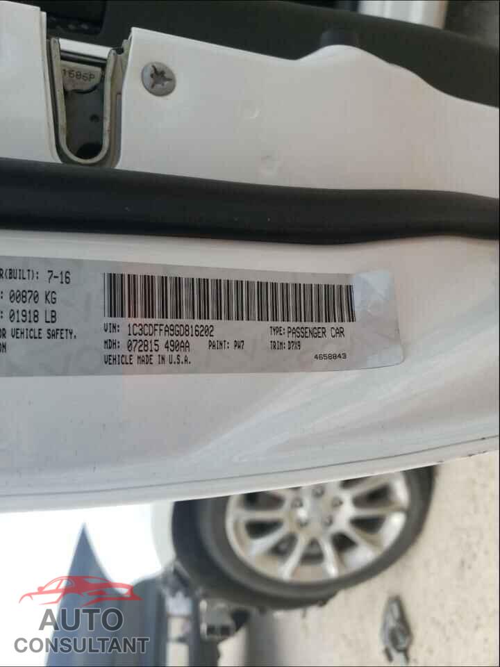 DODGE DART 2016 - 1C3CDFFA9GD816202