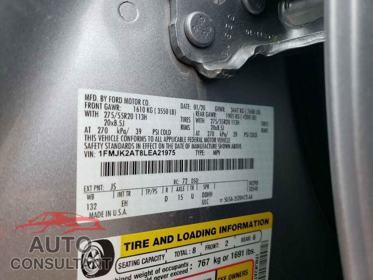 FORD EXPEDITION 2020 - 1FMJK2AT8LEA21975