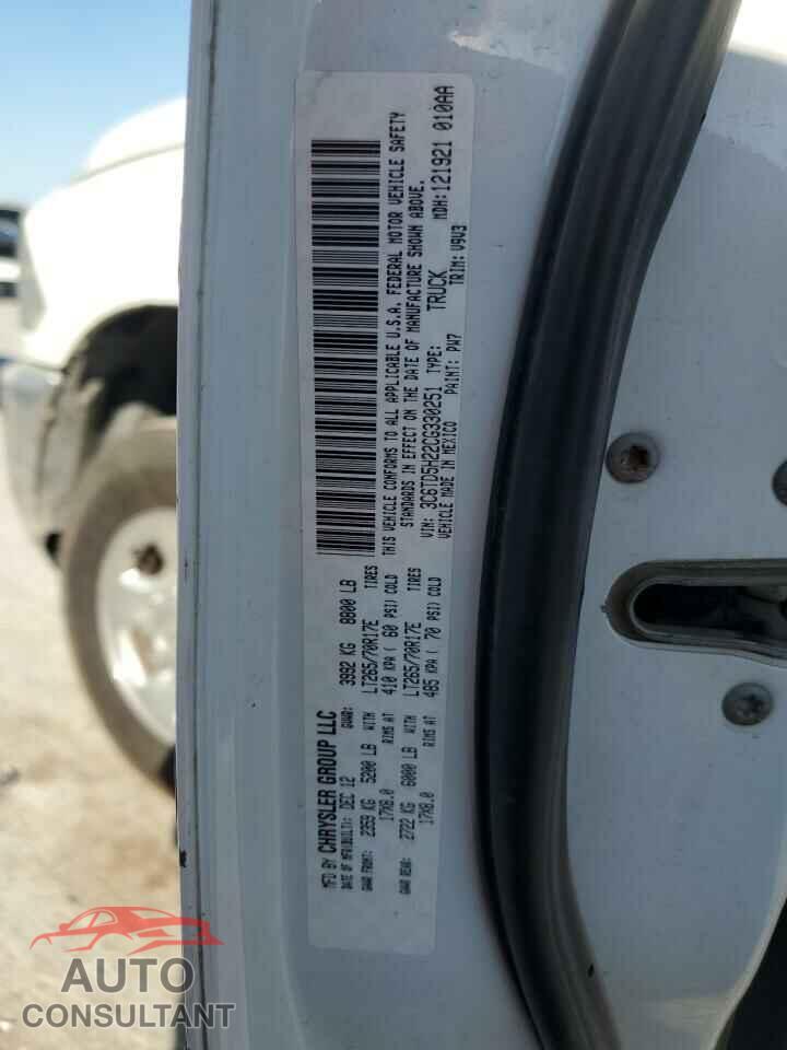 DODGE RAM 2500 2012 - 3C6TD5H22CG330251