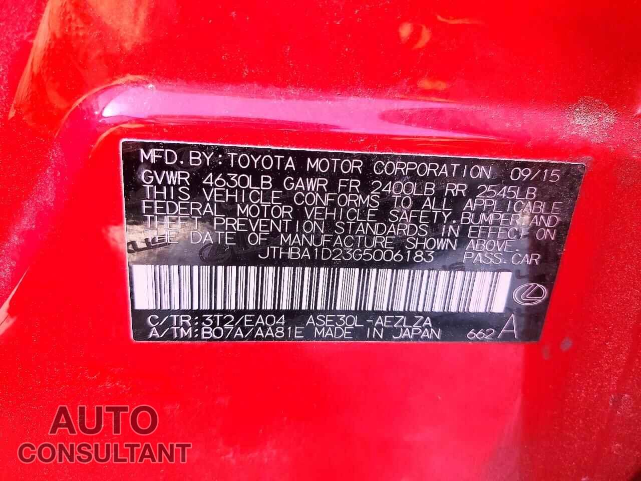 LEXUS IS 2016 - JTHBA1D23G5006183