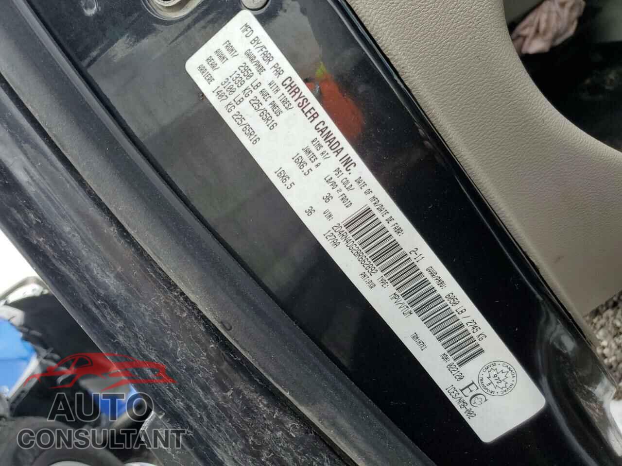 DODGE CARAVAN 2011 - 2D4RN4DG2BR662892