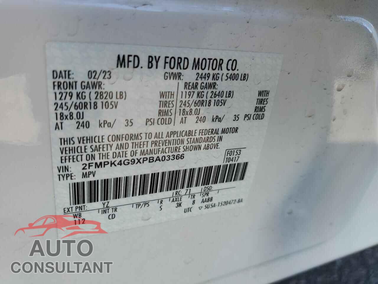 FORD EDGE 2023 - 2FMPK4G9XPBA03366