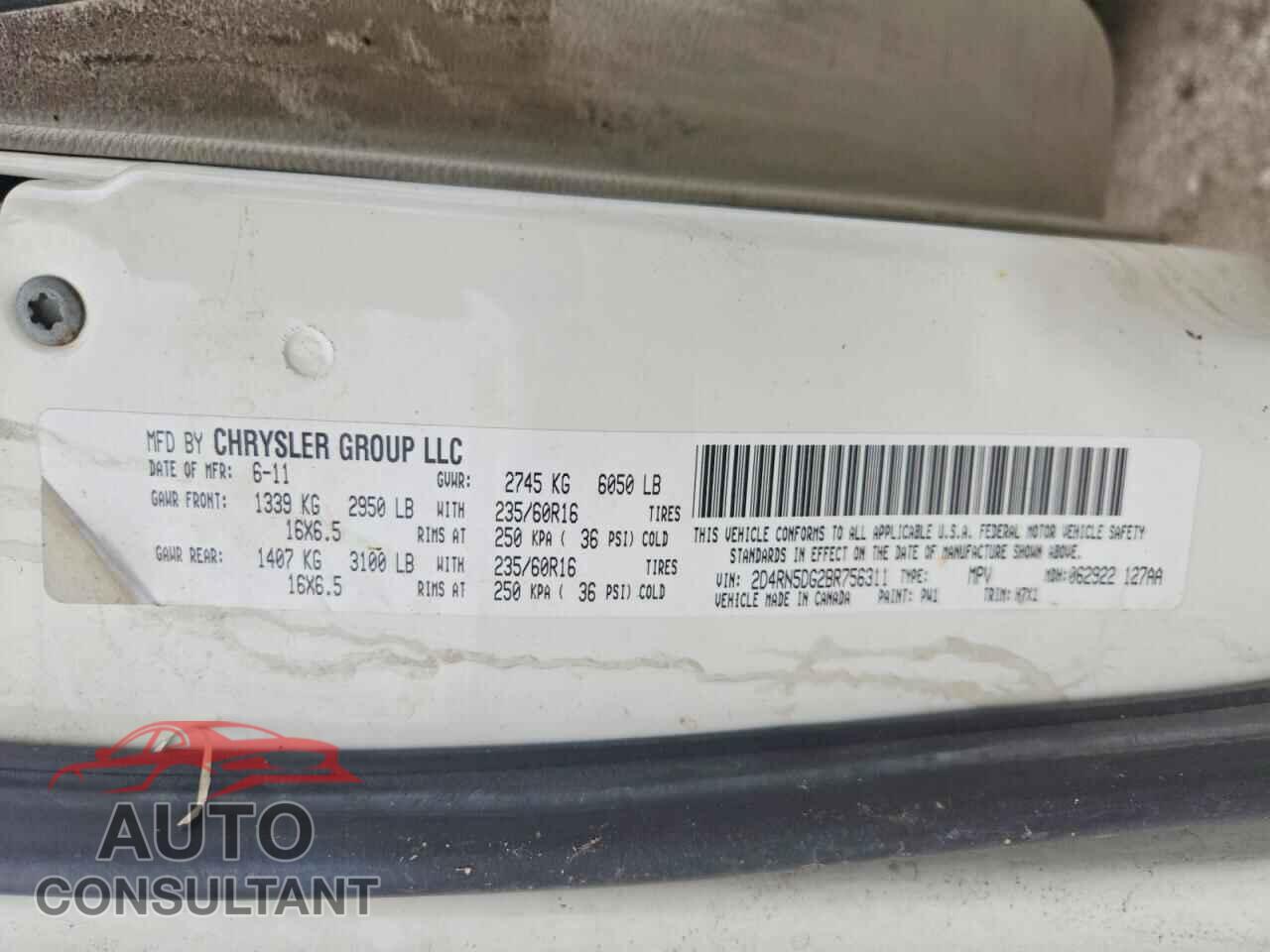 DODGE CARAVAN 2011 - 2D4RN5DG2BR756311