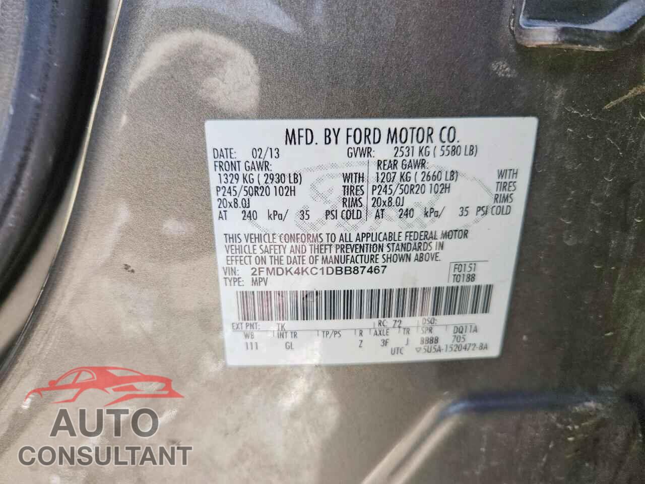 FORD EDGE 2013 - 2FMDK4KC1DBB87467
