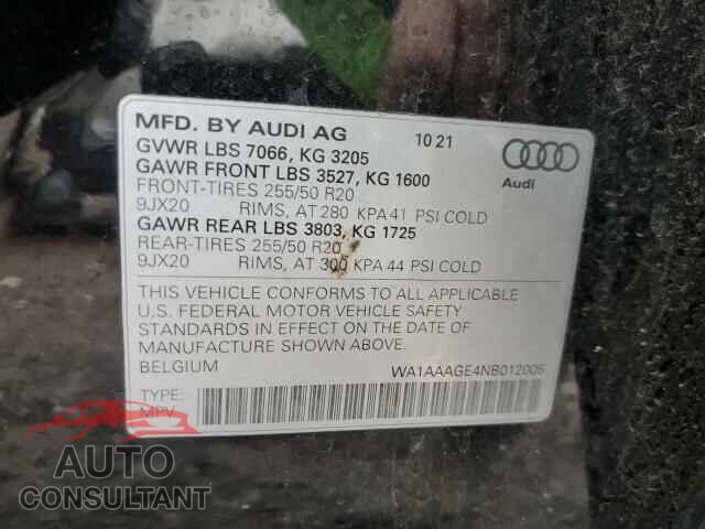 AUDI E-TRON 2022 - WA1AAAGE4NB012005