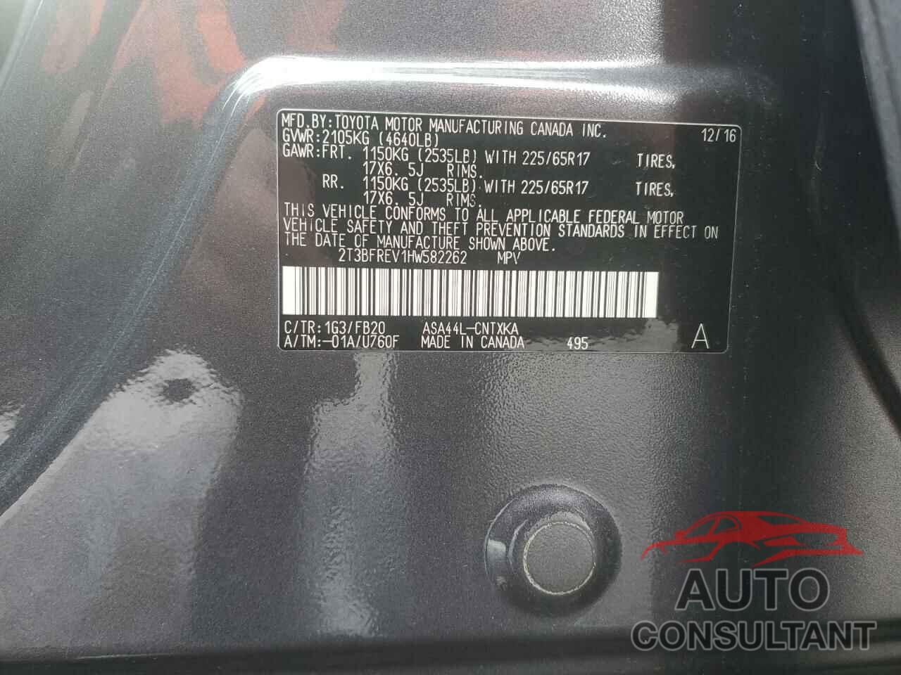 TOYOTA RAV4 2017 - 2T3BFREV1HW582262