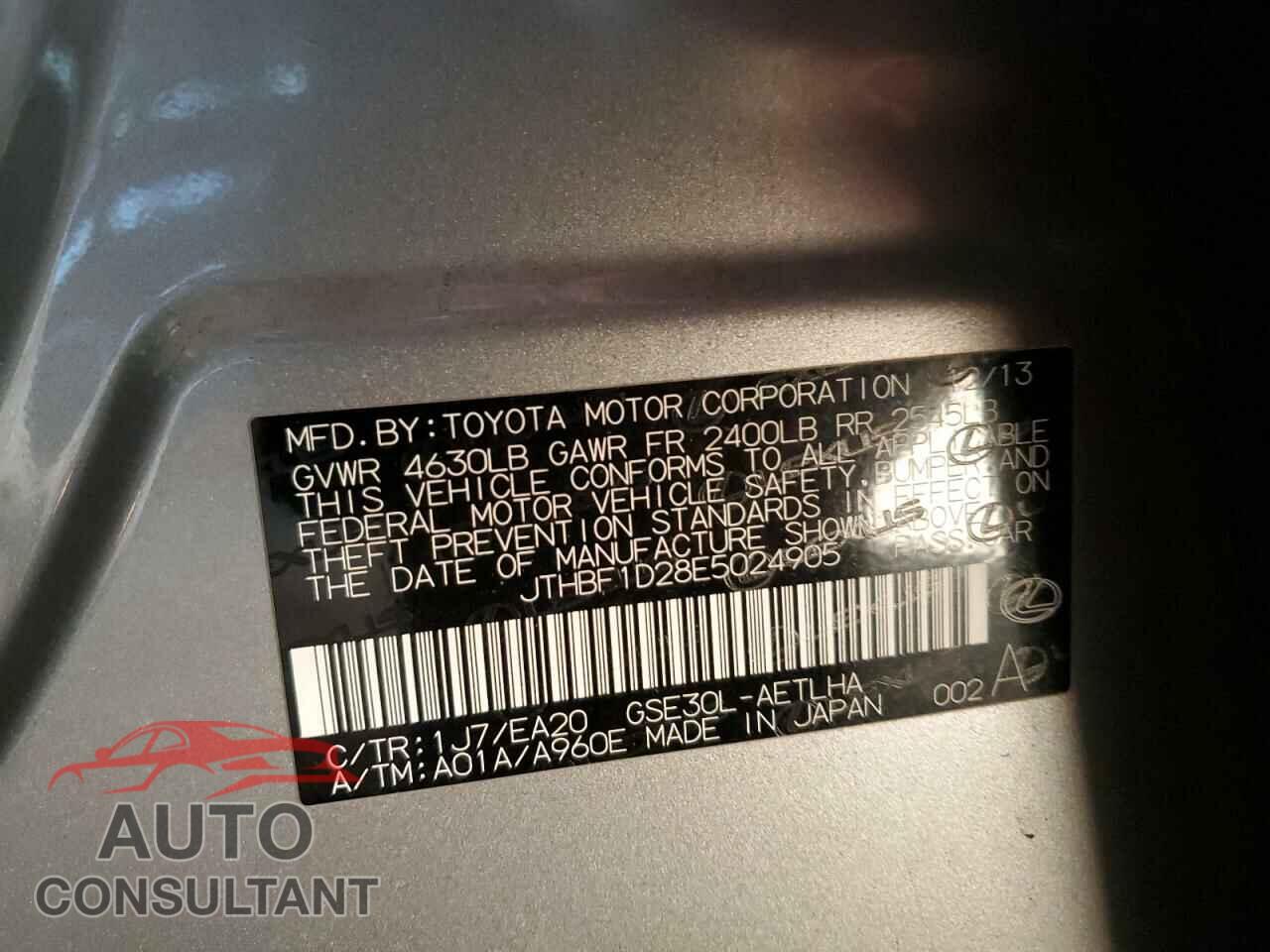 LEXUS IS 2014 - JTHBF1D28E5024905