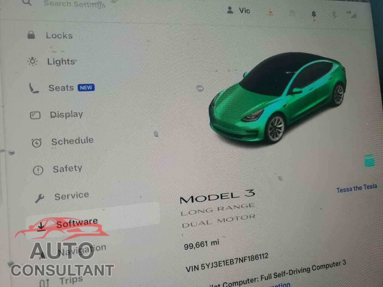 TESLA MODEL 3 2022 - 5YJ3E1EB7NF186112