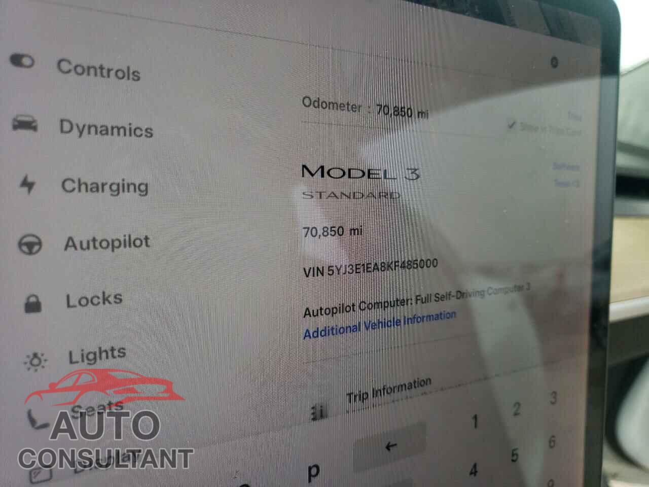 TESLA MODEL 3 2019 - 5YJ3E1EA8KF485000