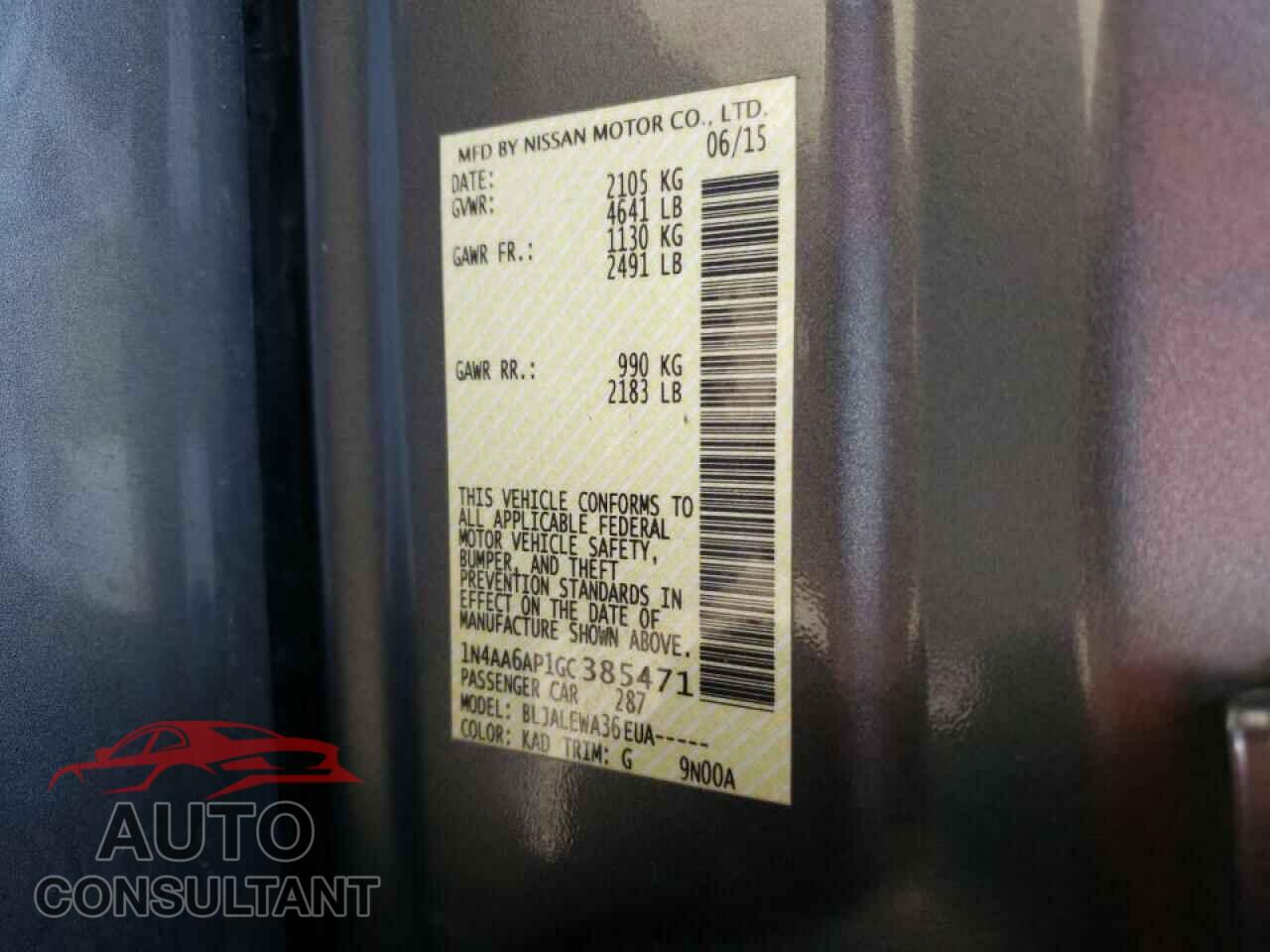 NISSAN MAXIMA 2016 - 1N4AA6AP1GC385471