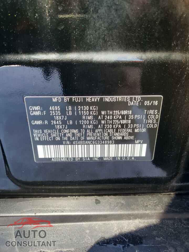 SUBARU OUTBACK 2016 - 4S4BSANC6G3348983