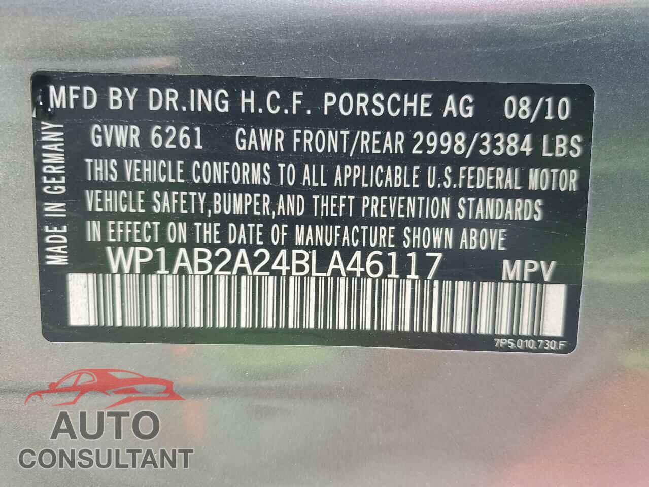 PORSCHE CAYENNE 2011 - WP1AB2A24BLA46117