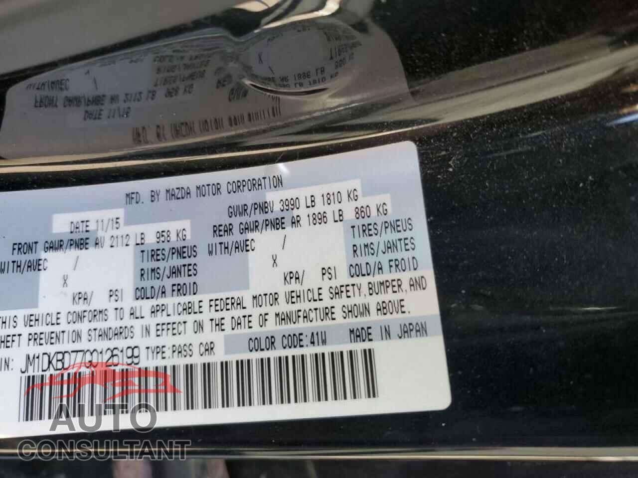 MAZDA CX-3 2016 - JM1DKBD77G0126199
