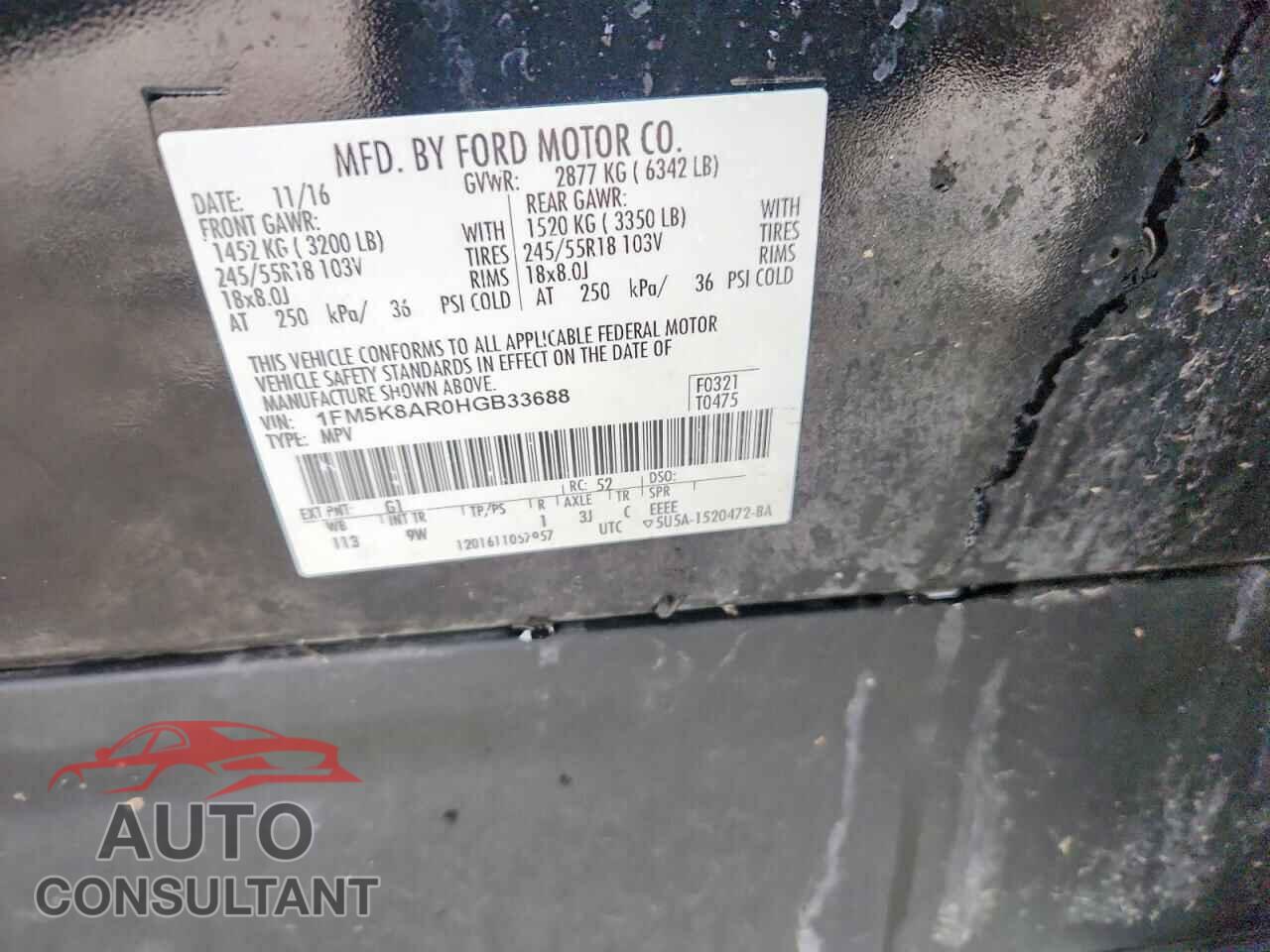 FORD EXPLORER 2017 - 1FM5K8AR0HGB33688