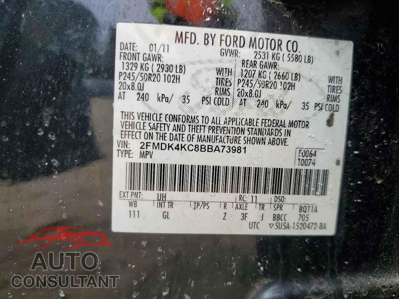 FORD EDGE 2011 - 2FMDK4KC8BBA73981