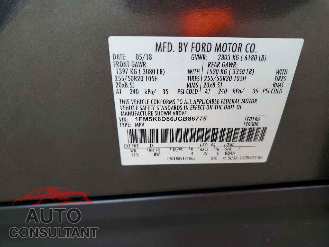 FORD EXPLORER 2018 - 1FM5K8D86JGB86775