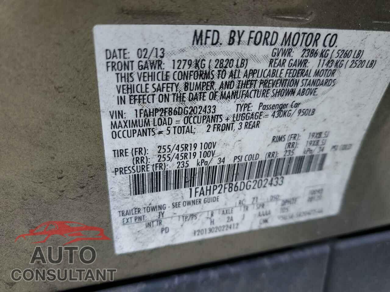 FORD TAURUS 2013 - 1FAHP2F86DG202433