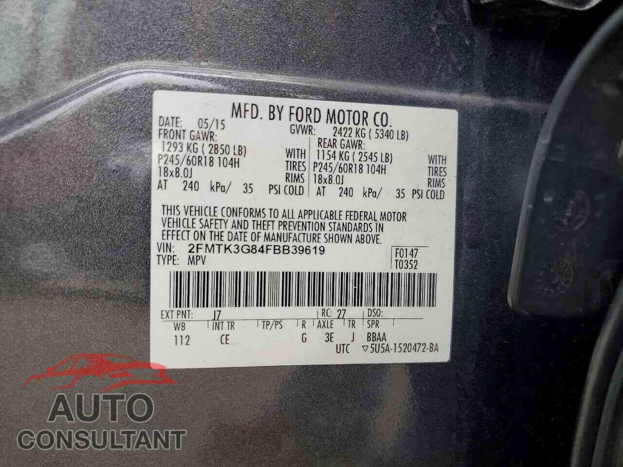 FORD EDGE 2015 - 2FMTK3G84FBB39619