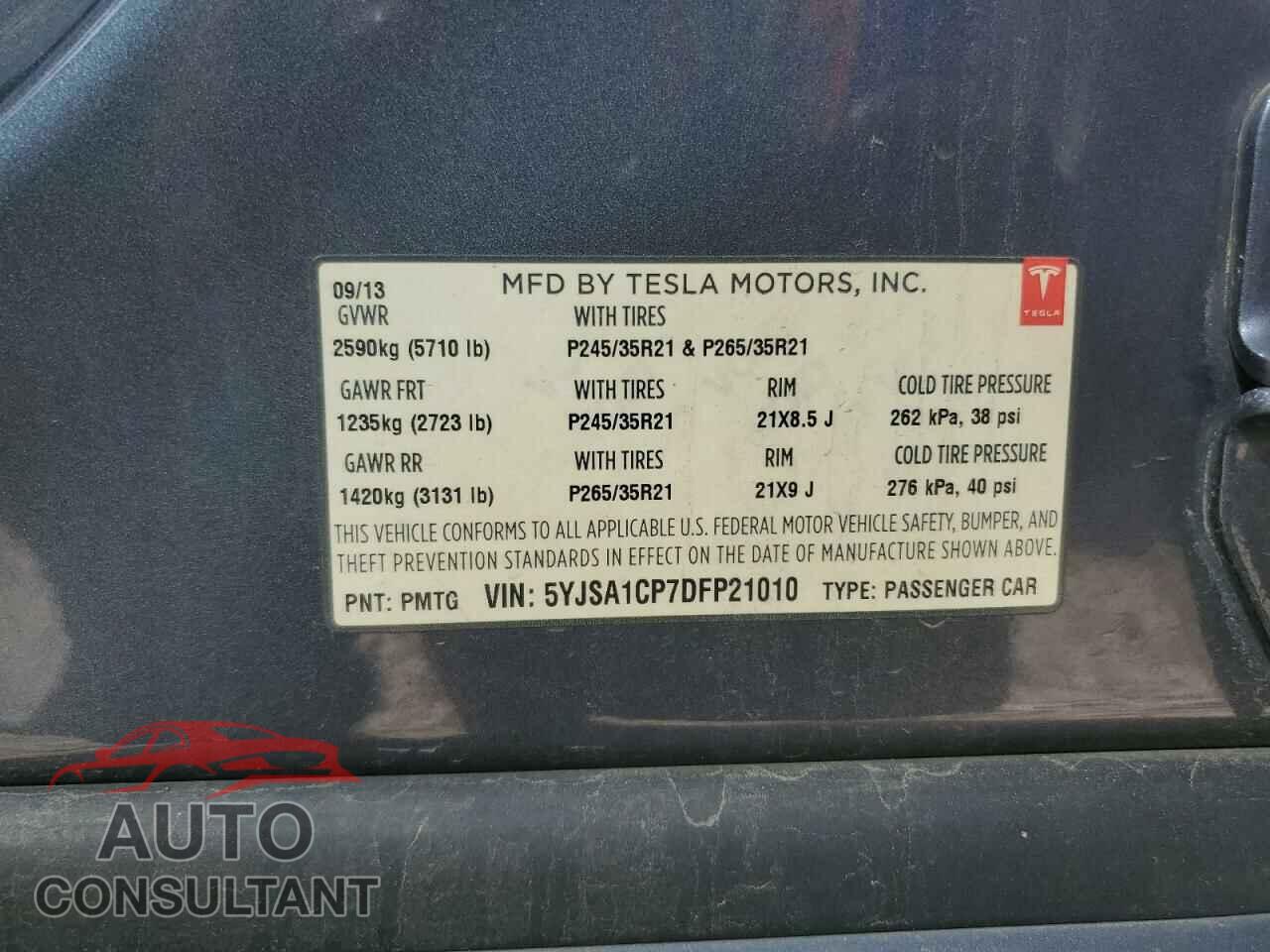 TESLA MODEL S 2013 - 5YJSA1CP7DFP21010