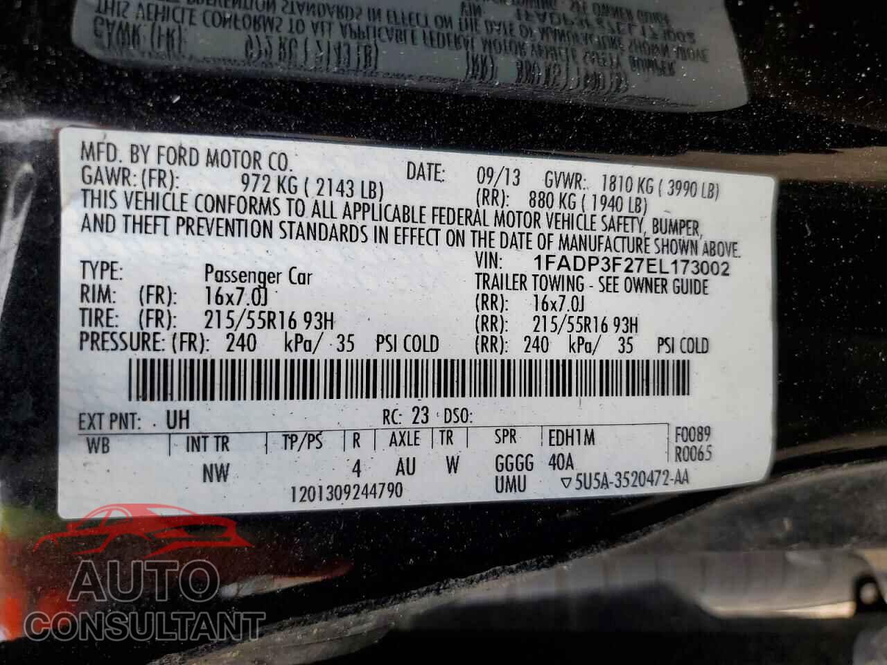 FORD FOCUS 2014 - 1FADP3F27EL173002