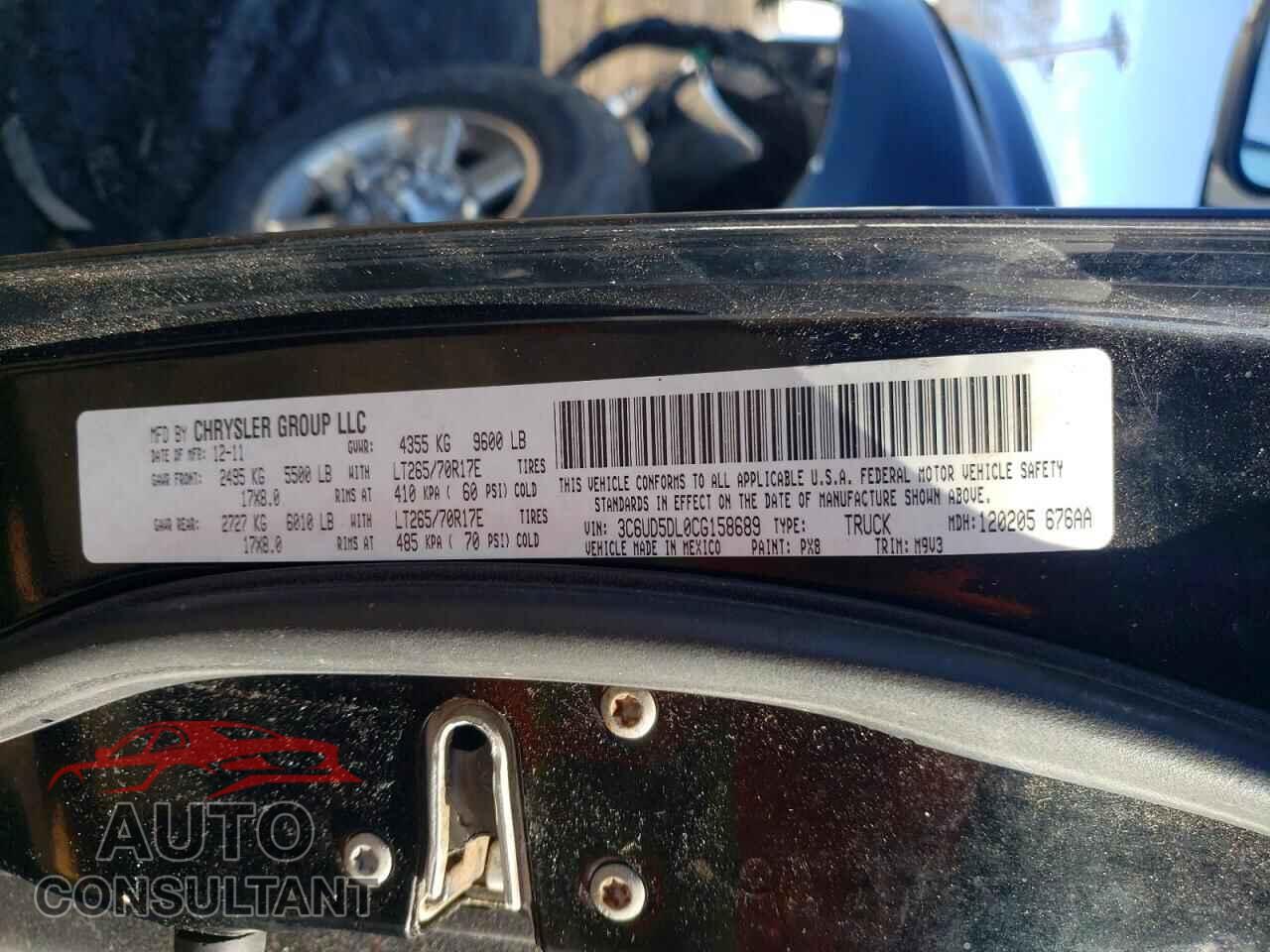DODGE RAM 2500 2012 - 3C6UD5DL0CG158689