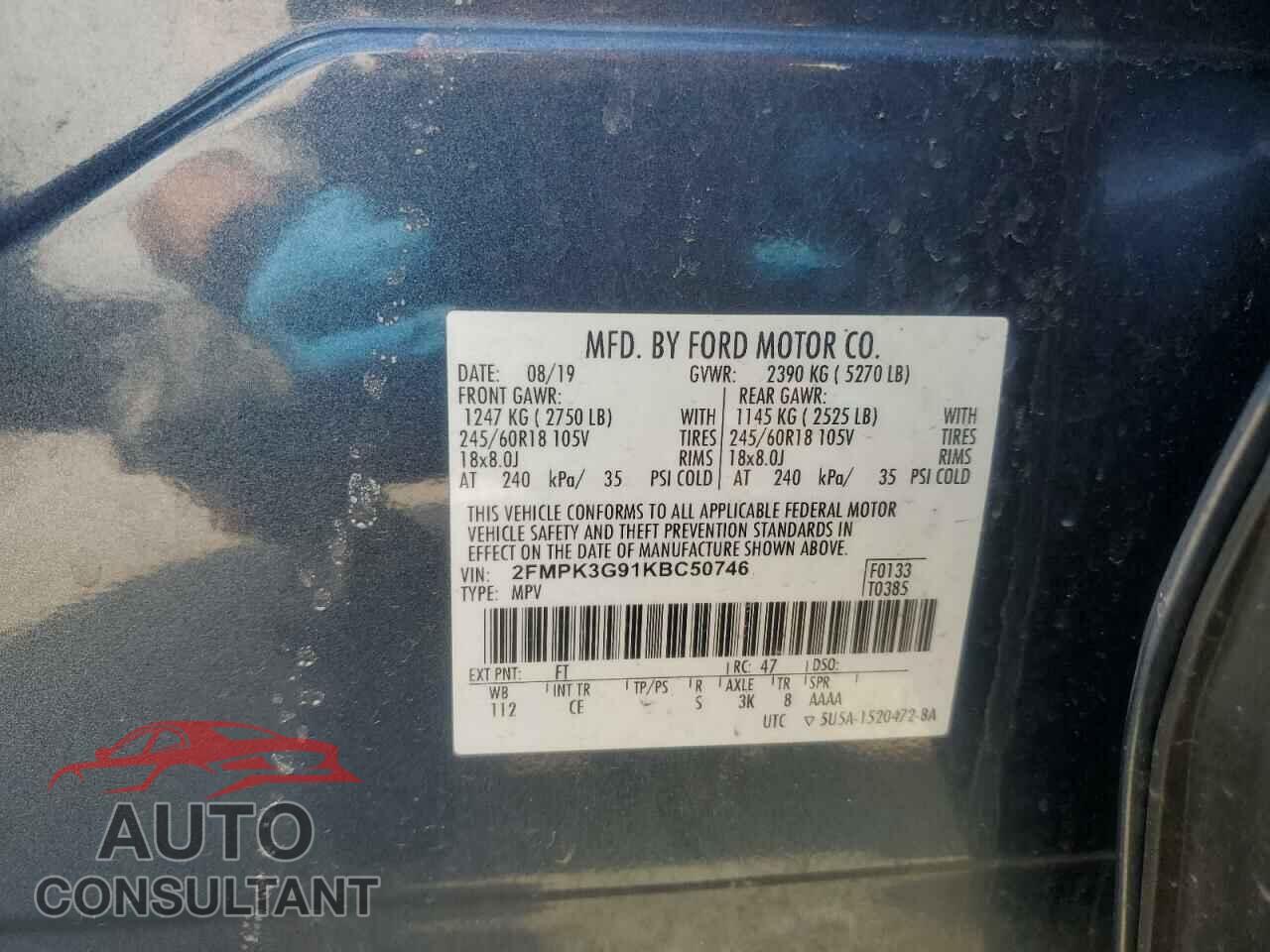 FORD EDGE 2019 - 2FMPK3G91KBC50746