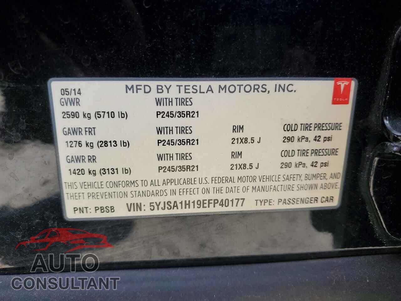 TESLA MODEL S 2014 - 5YJSA1H19EFP40177