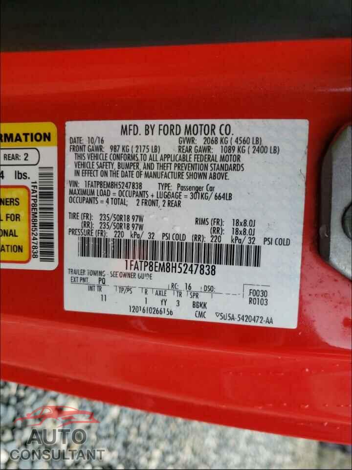 FORD MUSTANG 2017 - 1FATP8EM8H5247838