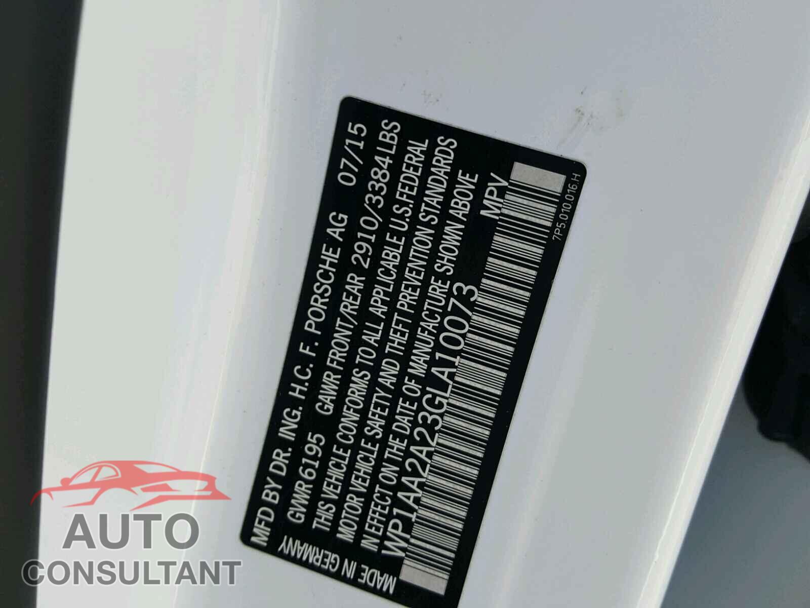 PORSCHE CAYENNE 2016 - WP1AA2A23GLA10073
