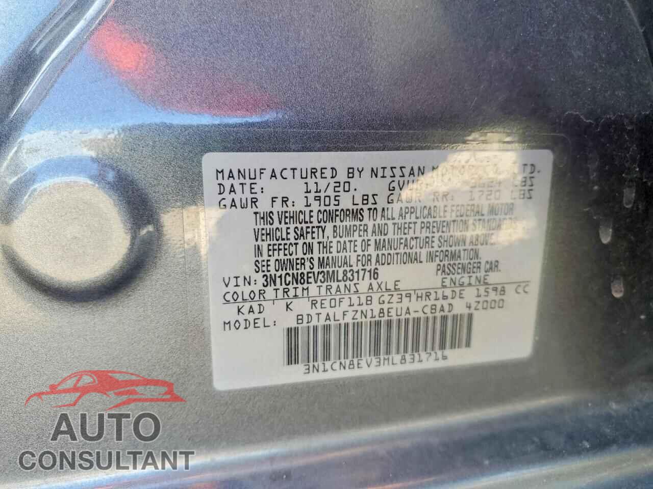 NISSAN VERSA 2021 - 3N1CN8EV3ML831716