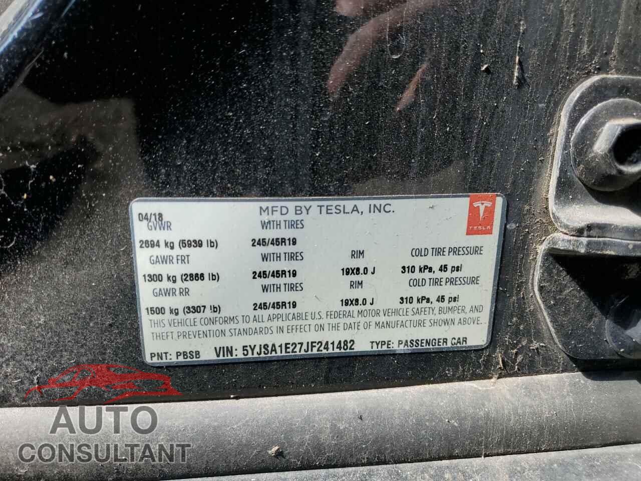 TESLA MODEL S 2018 - 5YJSA1E27JF241482