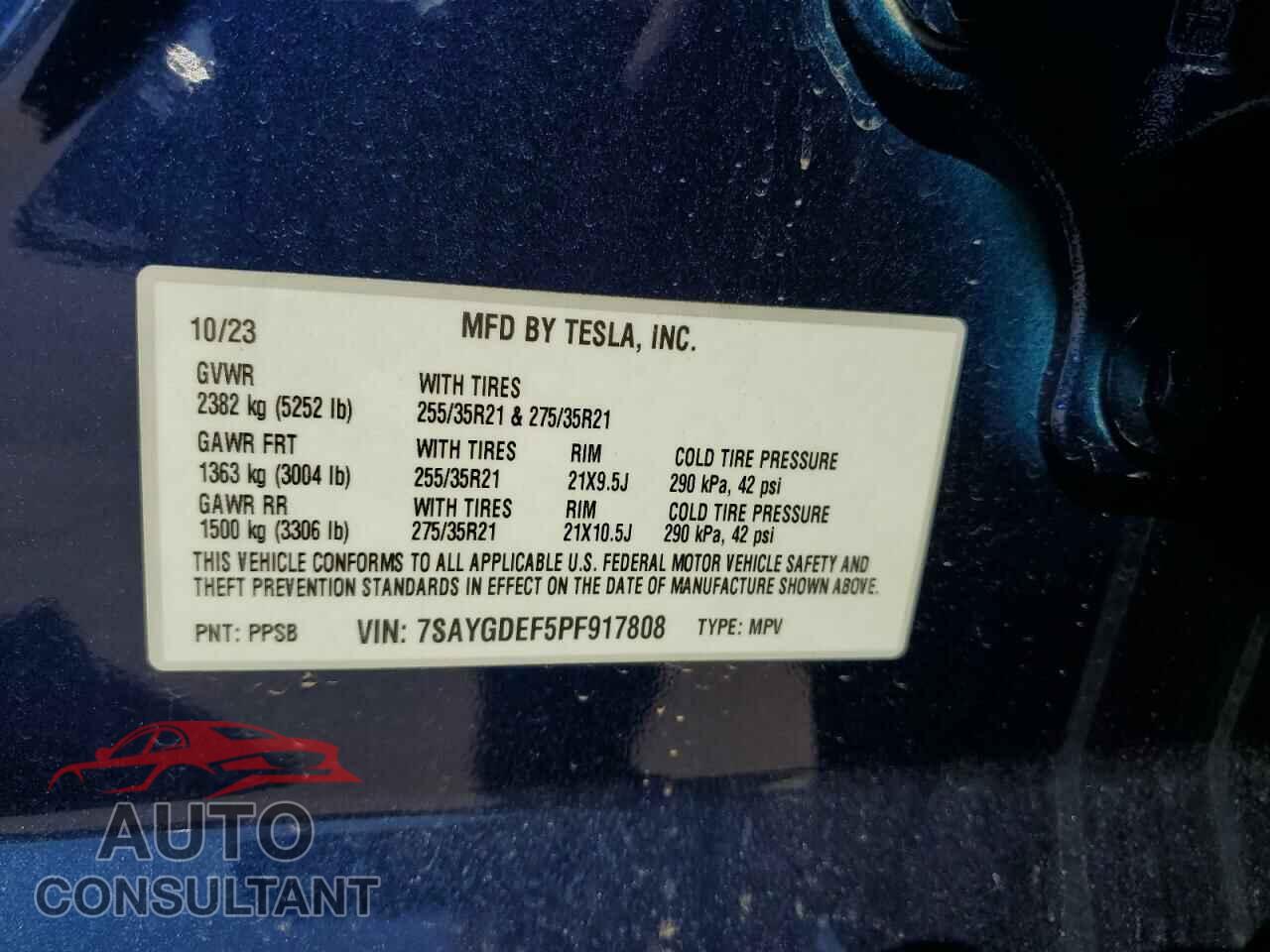 TESLA MODEL Y 2023 - 7SAYGDEF5PF917808