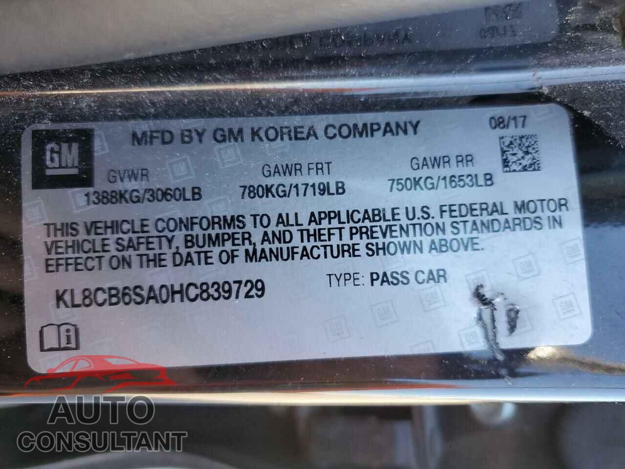 CHEVROLET SPARK 2017 - KL8CB6SA0HC839729