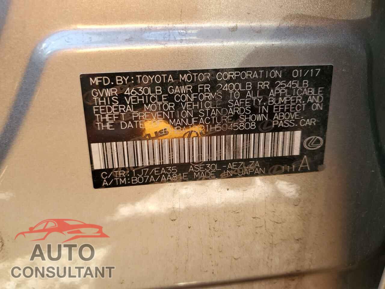 LEXUS IS 2017 - JTHBA1D21H5045808
