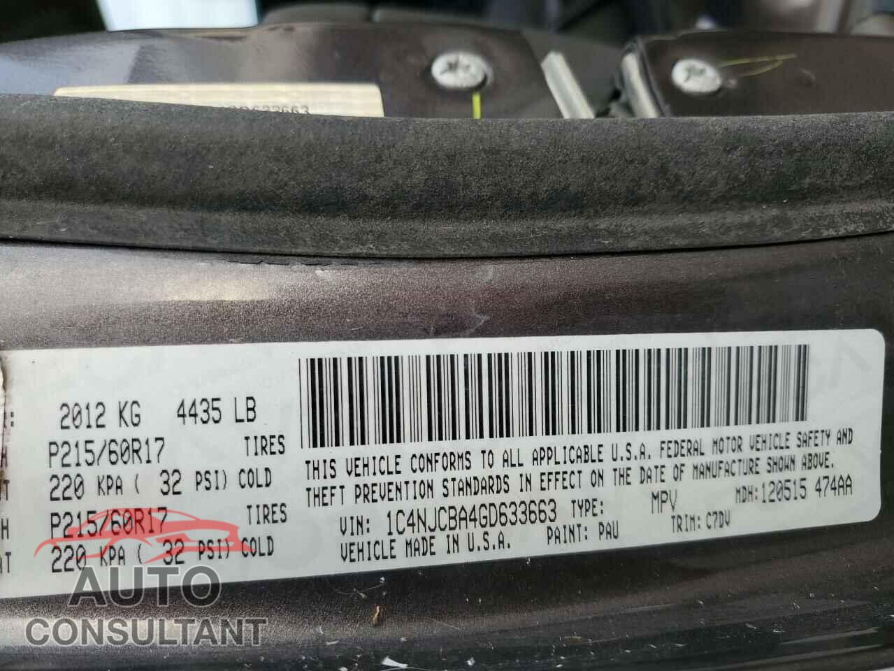 JEEP COMPASS 2016 - 1C4NJCBA4GD633663