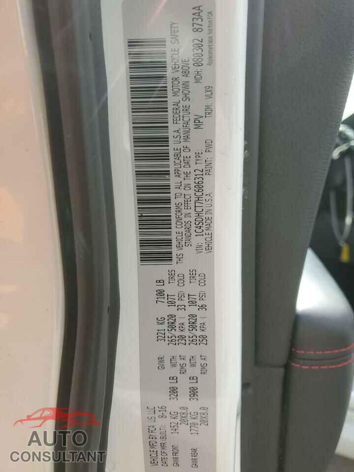 DODGE DURANGO 2017 - 1C4SDHCT7HC606312