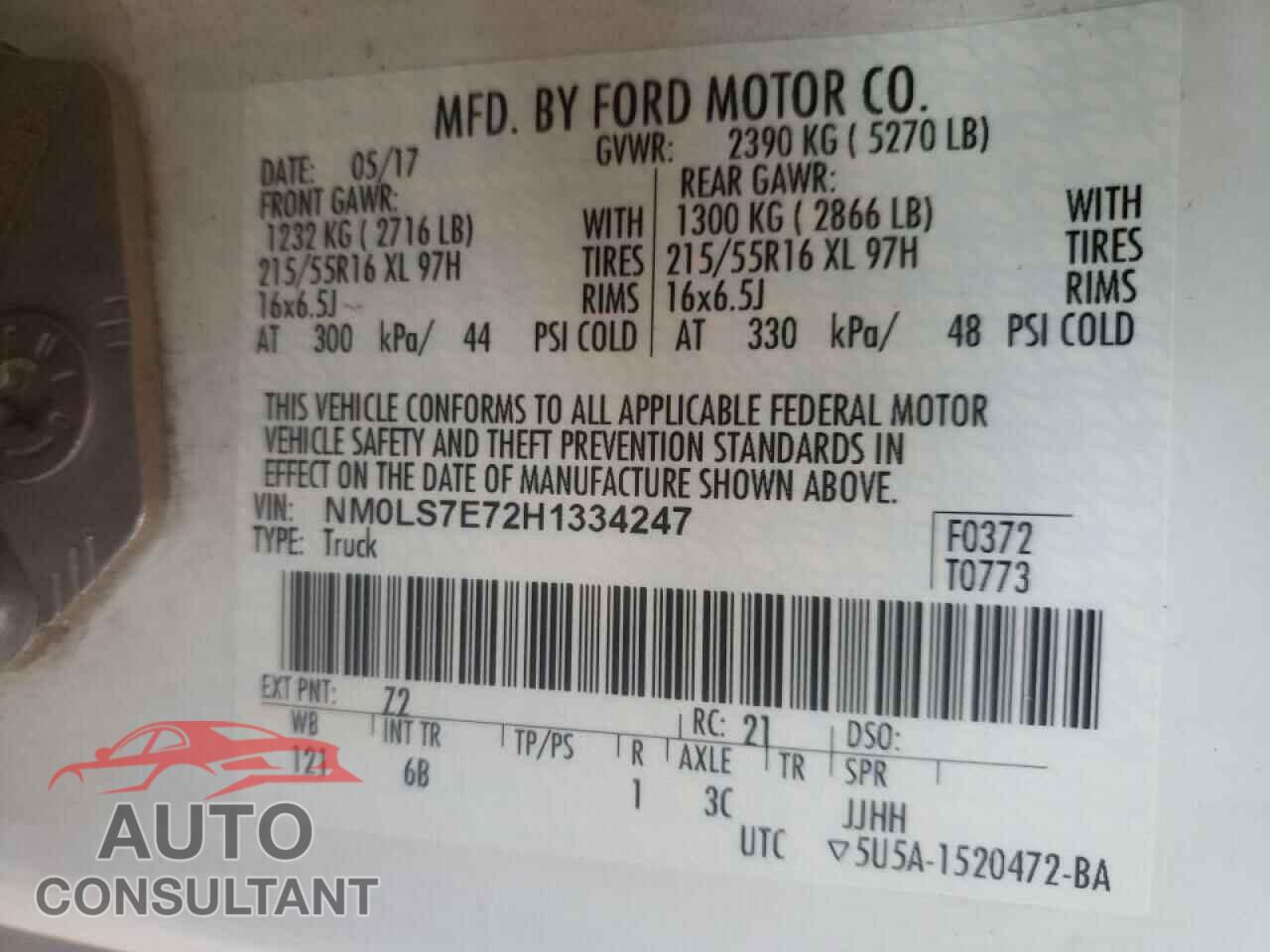 FORD TRANSIT CO 2017 - NM0LS7E72H1334247