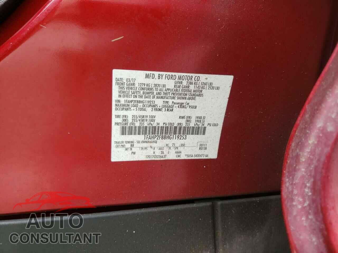 FORD TAURUS 2017 - 1FAHP2F88HG119253
